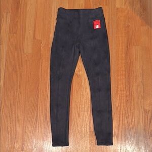 Navy SPANX faux suede leggings, NWT